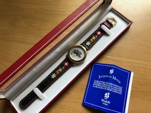 使用感ない 美品 箱・冊子付 JACQUES du MANOIR ジャックドゥマノワール SWISS MADE 変わりセコンド デザインベルト クオーツ 腕時計