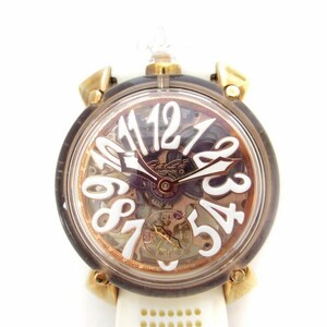 ガガミラノ GaGa MILANO マヌアーレ48mm 6091-04 腕時計 手巻き アナログ スケルトン ゴールドカラー メンズ