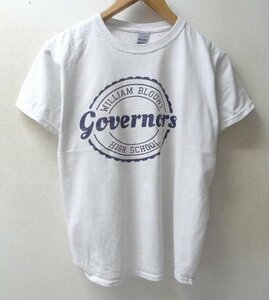 ◆gouernors サークルロゴプリント Tシャツ 白 サイズL 汚れ　裾カット カスタム