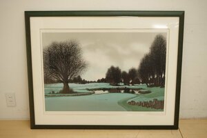 美品 ジャック・デペルト 鉛筆サイン入 72/250 リトグラフ 版画 ゴルフ場 絵画 アート Jacques Deperthes 幅116cm フランス 額装 フレーム