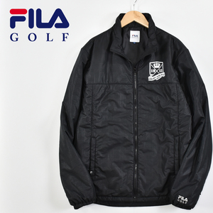 FILA GOLF フィラ ゴルフ ★ 撥水 中綿入り フルジップ 千鳥格子チェック柄 ブルゾン 黒 メンズ L