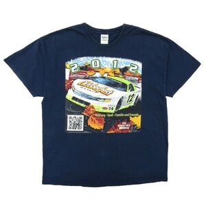 古着 プリントTシャツ レーシング ネイビー サイズ表記：XL　gd80198