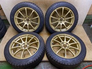 美品 ADVAN Racing RS 17インチ 17X7.5 +48 PCD 100/5H 235/45R17 (94Q) ブリヂストン スタッドレス 中古4本 2015年製 バリ山 235/45/17