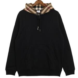 バーバリー BURBERRY スウェット フーディ パーカー プルオーバー 長袖 カットソー 裏起毛 トップス M 黒 ブラック ベージュ ur4