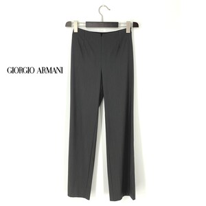 A7628/美品 春夏 GIORGIO ARMANI アルマーニ 黒ラベル 無地 ウール テーパード スラックス パンツ トラウザーズ 36 XS程 灰色/レディース