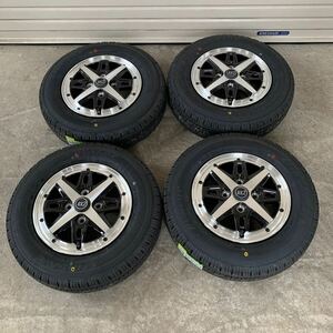 《フェニーチェRX2》ダンロップVAN01◆145/80R12 80/78N ハイゼットキャリー サンバー N-VANエブリィ軽トラ　ブラックポリッシュ　4本