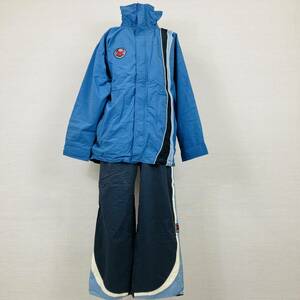 【321】Quiksilver スキーセット 上下セット ブルー ブラック メッシュ 長袖 ロング ワッペン ライン