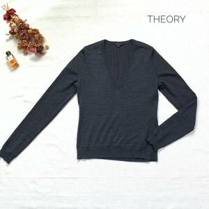 美品☆厳選　定価3万　Theory　セオリー　深Vネック薄手ウールニット　M　オールシーズン