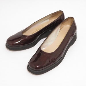 #ans フェラガモ Ferragamo パンプス 5 C 茶 パテントレザー エナメル レディース [879230]