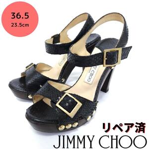 JIMMY CHOO【ジミーチュウ】パイソンレザー ロゴ サンダル