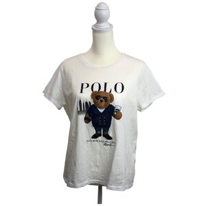 USED POLO RALPH LAUREN ポロ ラルフローレン Tシャツ ホワイト 白 ベア XLサイズ 半袖 RN41381 CA56658 トップス 綿100% コットン ロゴ