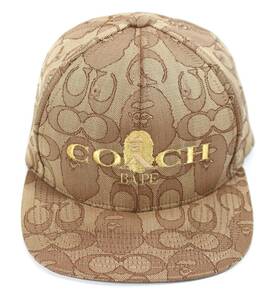 Y5873#◆中古美品◆COACH X BAPE コラボ ベースボールキャップ