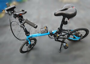 希少人気カラー　DAHON ダホン K3 PLUS カスタム 10スピード◆折り畳み自転車◆水色 ブルー×マットブラック/試乗のみ極美品◆サイクリング