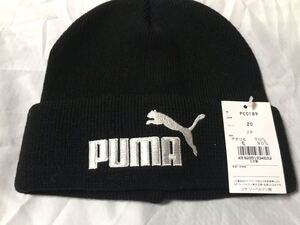 新品タグ付き　日本製　PUMA ニット帽 ニットキャップ プーマ　　肉厚素材 刺繍ロゴ ワンポイント ウール混 