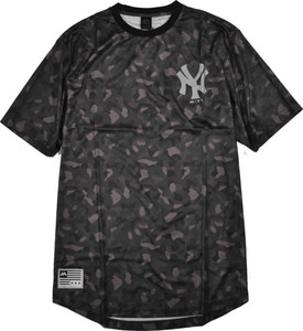ヤンキース Tシャツ 半袖裾ラウンド 吸汗速乾 UV40 カモフラ柄 Mサイズ blk3ブラック　MM01NYK8S06
