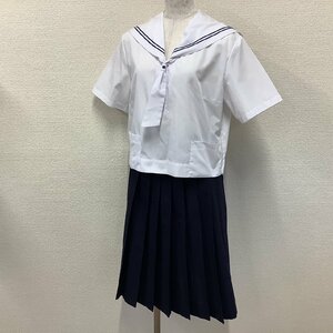 I245/Y(中古)山形県 天童市立第二中学校 女子制服3点 /旧制服/LL/W73/夏セーラー/夏スカート/タイ/青紺2本ライン/NIKKE/女子学生/学生服