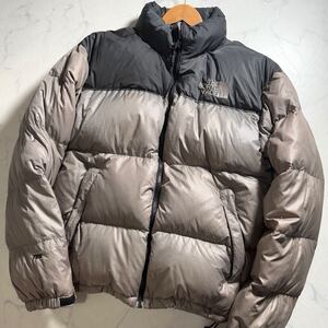 THE NORTH FACE【肉厚極暖 700フィル!!!】ノースフェイス ヌプシ 2way ダウンジャケット Mサイズ キルティング ロゴ刺繍 バイカラー グレー