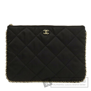 CHANEL シャネル ココマーク ゴールド金具 クラッチバッグ サテン レディース 中古