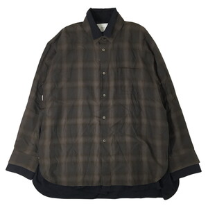 シュタイン stein Oversized LAYERED SHIRT オーバーサイズ レイヤードシャツ ブラウス チェック ダークブラウン M