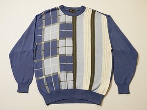 DAKS　ダックス　コットンニット　セーター　正規品　DAKS GOLF　ダックスゴルフ　マルチカラー　ケーブル編み　Lサイズ　綿ニット