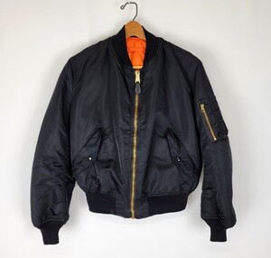 美品 90s USA製 ALPHA INDUSTRIES MA-1 フライトジャケット 黒 Mサイズ 90年代 アメリカ製 ビンテージ ブラック アウター IDEAL 