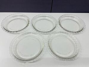 PYREX パイレックス ふち飾り皿 耐熱ガラス食器 オーブン 電子レンジ用 中皿 5枚セット