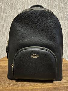 美品　coachレディースバックパック　シボ革　コーチリュックデイパック ブラック