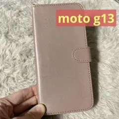 スマホケース 手帳型 moto g13 カバー ケース マグネット ピンク