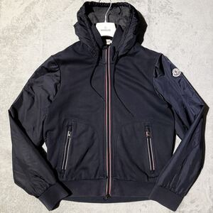 Lサイズ★ MONCLER MAGLIA CARDIGAN モンクレール マグリア ナイロンジャケット ジップ パーカー 切替 トリコロール ロゴ ワッペン メンズ