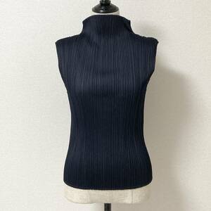 ISSEY MIYAKE PLEATS PLEASE ハイネック ノースリーブ カットソー ネイビー 4サイズ イッセイミヤケ プリーツプリーズ archive 4050302