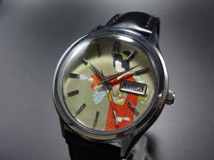 序の舞　上村松園　美人画　浮世絵カスタム文字盤　セイコー ビジネスA　30石　SEIKO　BUSINESS-A　1960年代　新品ベルト　稼働確認済み