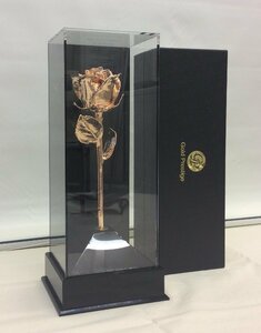 【中古】☆美品☆　gold plresting ピンクゴールドローズ アクリルケース・手袋付 ギフトボックス付 プレゼント 薔薇 バラ ブリザーブド