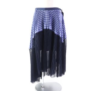 極美品★Sacai サカイ 20AW 20-04888 アシンメトリー プリーツ フレアスカート ブルー ネイビー 0 日本製 正規品 レディース