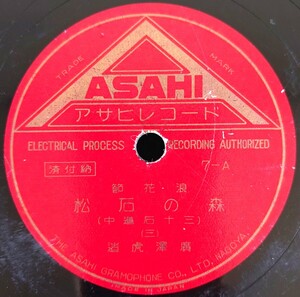 【蓄音機用SP盤レコード】ASAHI 浪花節/森の石松(三十石道中)(三・四)/廣澤虎造/SPレコード