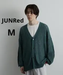 JUNRed ジュンレッド シアー 編み カーディガン グリーン M 美品