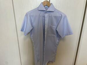 オリヒカ Yシャツ半袖　白水色ストライプ　メンズS　着用３回美品　ORIHICA　２