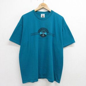 XL/古着 リー Lee 半袖 ビンテージ Tシャツ メンズ 90s フォックスウッズ カジノ 大きいサイズ クルーネック 青緑系 24jun14 中古