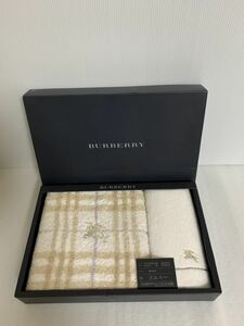 即決/BURBERRY/バーバリー/フェイスタオル&ミニテリーセット/ベージュチェック/ホワイト/ホースマーク刺繍/日本製/西川/箱凹み等有