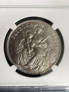 【NGC鑑定MS64】1871年ドイツ ババリア マドンナ　ターラー銀貨 Bavaria Madonna Taler アンティークコイン ターレル グルデン ギルダー