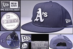 NEW ERA ★ ニューエラ ★ キャップ ★ MLB アスレチックス ★ SNAPBACK ★ 9FIFTY ★ サイズ調節可 ★ ネイビー ★ メジャー ★ 中古品 ★