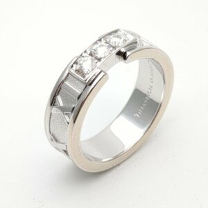 【新品仕上げ済み】 Tiffany & Co. ティファニー K18 WG 750 8.5号 7ｇ アトラスリング 3P ダイヤモンド 指輪 アクセサリー