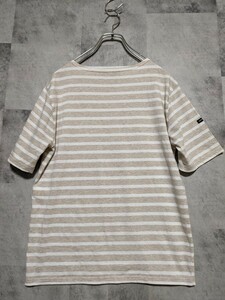 セントジェームス SAINT JAMES ボートネック ボーダー カットソー 半袖 Tシャツ　36 Ｓ−Ｍ ベージュ　OSAGARI