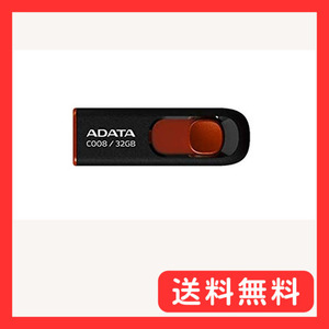 ADATA USBメモリ 32GB USB2.0 スライド式 ブラック AC008-32G-RKD