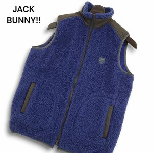 JACK BUNNY!! ジャックバニー パーリーゲイツ 秋冬 フルジップ フリース★ ベスト Sz.2　メンズ ゴルフ ネイビー　C4T07980_9#N