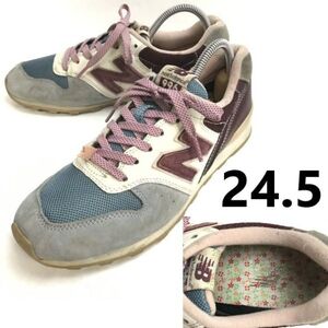 new balance/ニューバランス★WR996UD/花柄中敷き/スニーカー【size7.5/24.5/レディース/青×白×エンジ】sneakers/Shoes/trainers◆sJ-174