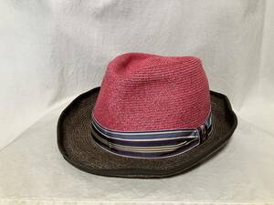 Vivienne Westwood ヴィヴィアンウエストウッド 中折れハット/帽子 赤ピンク/ブラウン系 中古品 日本製 ムーンバット