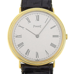 【本物保証】 新品同様 ピアジェ PIAGET 2針 90239 白文字盤 K18YG 2024/09 OH済 手巻 32mm メンズ 腕時計 シンプル