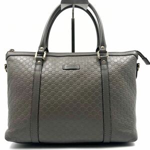 【美品】GUCCI グッチ ハンドバッグ トートバッグ レディースバッグ GGシマ レザー グレー 灰 ゴールド金具 449656