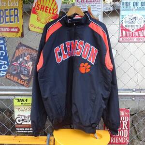 スタジアム ナイロンジャケット XL 黒 オレンジ CLEMSON カレッジロゴ 9375