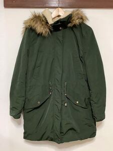 れ1225 ZARA trf ザラ モッズコート レディース M グリーン 裏ボア